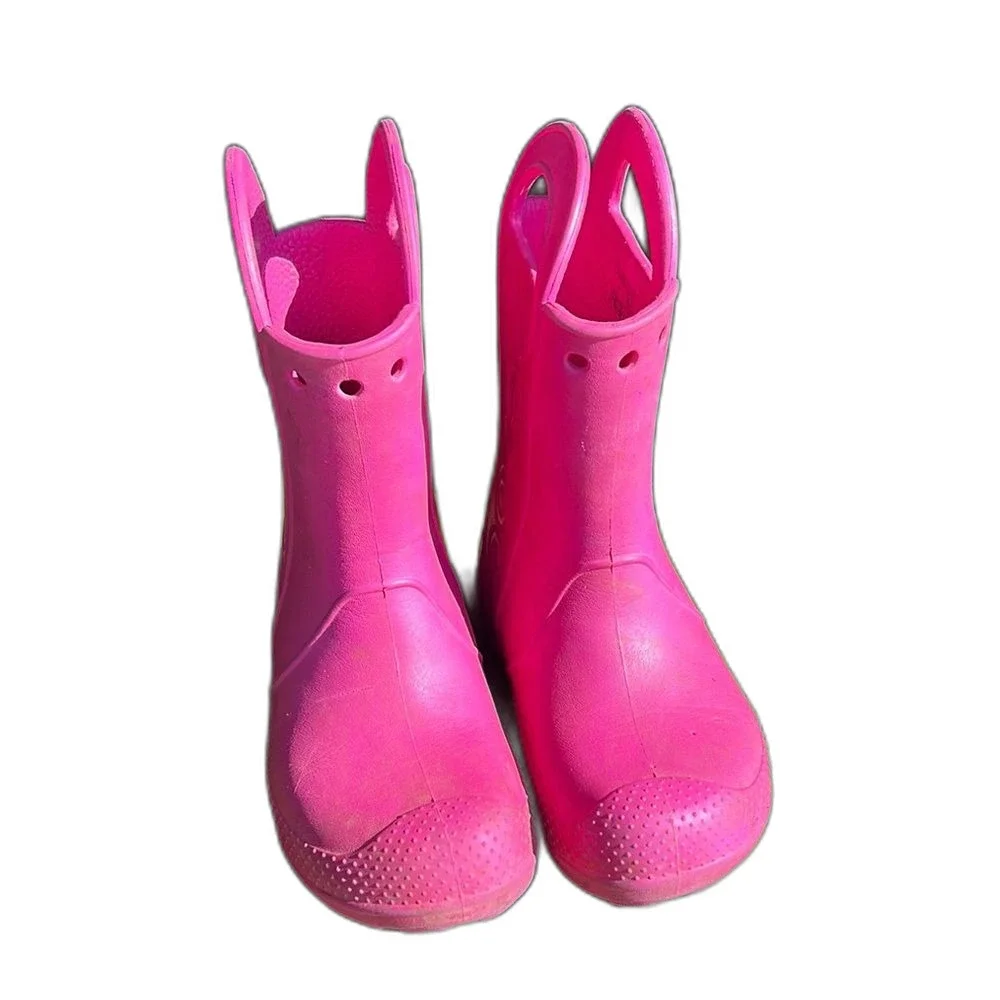 CROCS Rain Boots Kids Childrens Size 12 Pink Pull On Shoes Toddler Girl